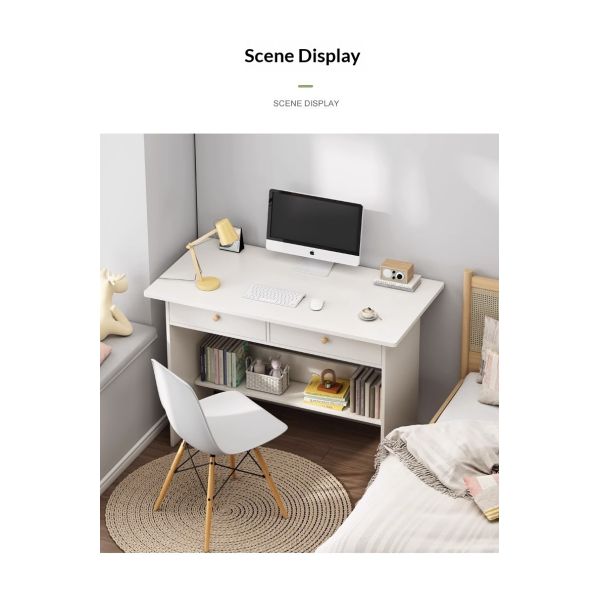 Wholesale Space-Saving MDF Home Office Computer Desk with Double Drawers and Integrated Shelf for Small Space Bedroom Study