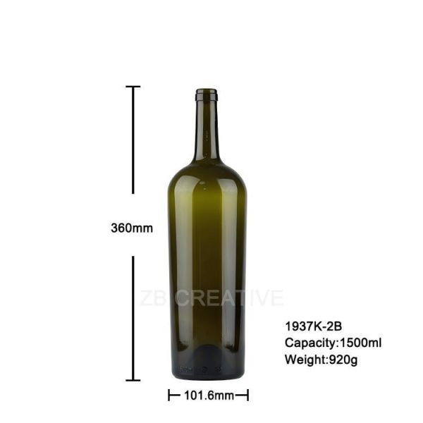 Cork Finish Grand Reserve Empty Wine Glass Bottle 1500ml Bordeaux Glass Bottle 920g 1937K-2B