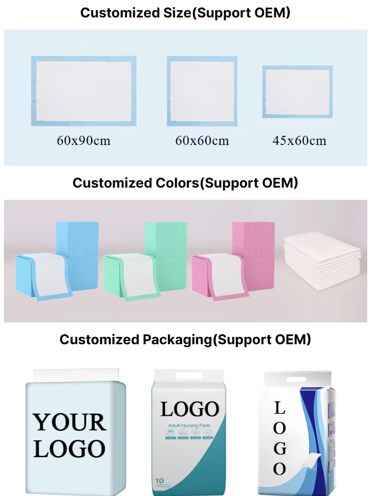 Pañales para pacientes hospitalarios médicos con absorvente de colchoneta pañales para ancianos pañales desechables para adultos Incontinencia de la cama pañales 60 X 90