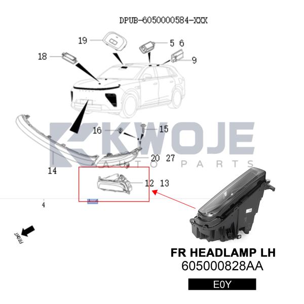 605000828AA Phares de voiture Phare avant gauche LED pour Exeed ET