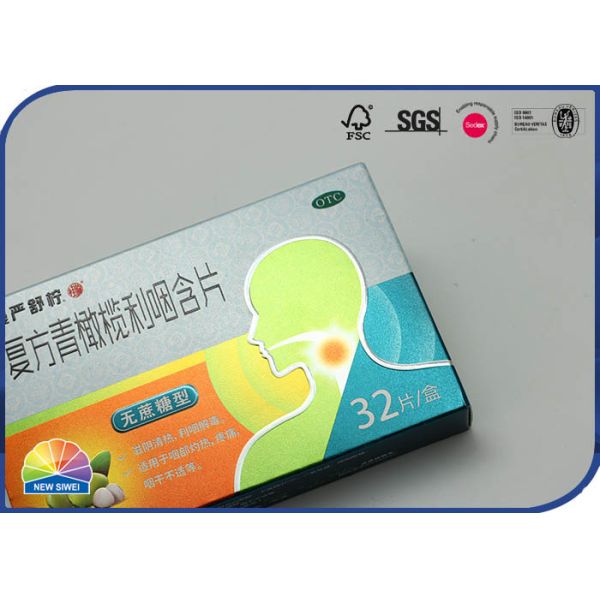 Silver Cardboard Medicine Packing Tablets Folding Box