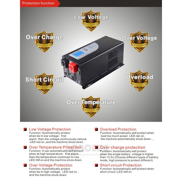 Pure Sine Wave Output Inverter 1 - 6KW Inverter with Charger