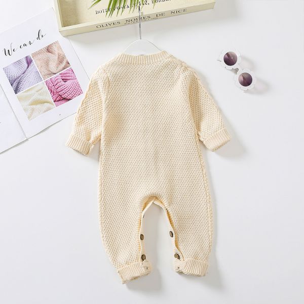 Custom Baby Winter Bodysuit 100% cotton Cable Knitted New Born Baby Rompers Sweaters Sets With Hats