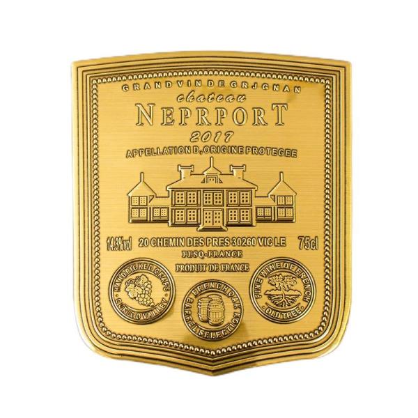Étiquette de vin sur papier d'or personnalisée pour l'emballage des bouteilles de whisky