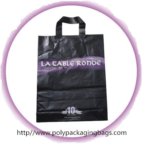 Black Soft Flexible Loop Handle Plastic Bags With Custom Printing