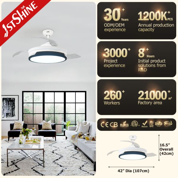 ceiling fan Velocidade esperta retrátil moderna de Dimmable 5 da luz do fã de teto da C.C. 65W