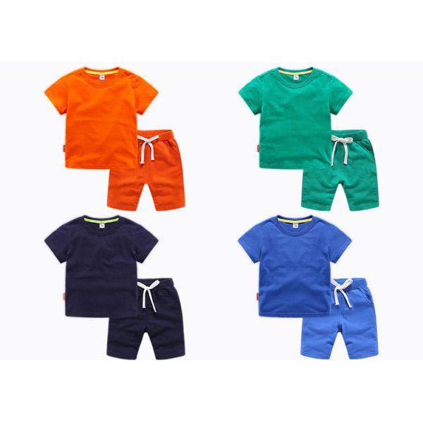 Custom Logo Summer Children's Clothing Kids Cotton Sportswear