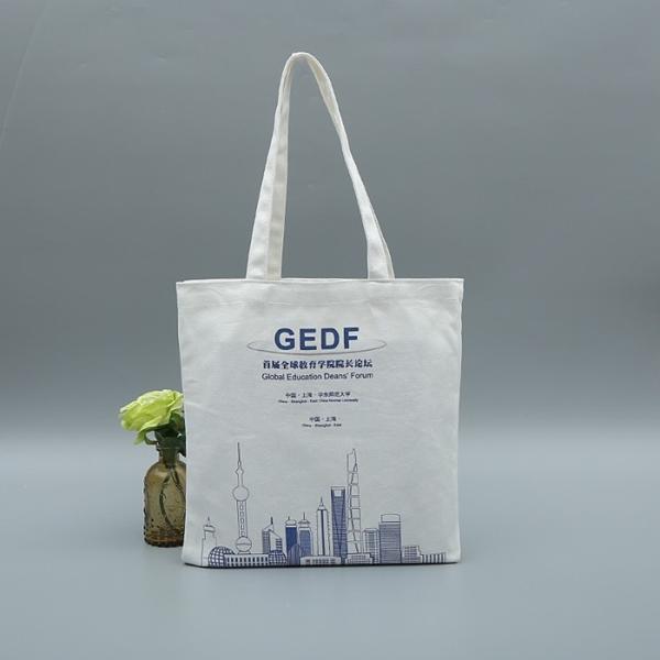 12oz Custom Printed Logo Personalized Beach Summer Promotional Shopping Standard Size Cloth Canvas Cotton Tote Bag