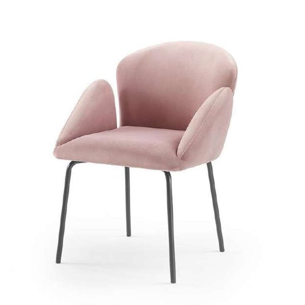 Anti Fading Velvet Modern Single Seater Chair Pink Color For Kitchen