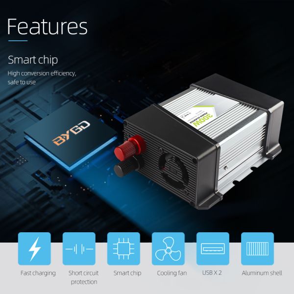 300W Power 12V/24V To 220V Car Mobile Power Inverter Adapter Us Power Inverters For Car Inverters