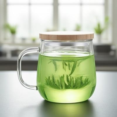 Borosilicate Glass Body Glass Tea Cup With Customized Pattern Design