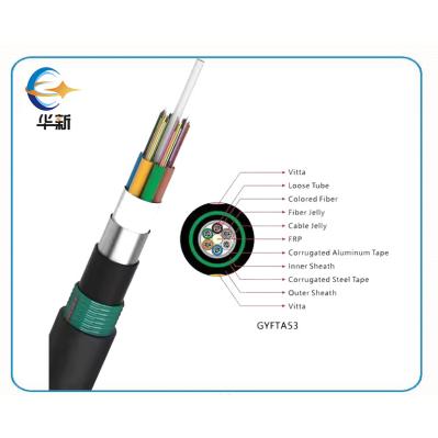 Sous-sol directement enfoui FRP Membre de résistance Externe câble à fibre optique Double câble blindé à fibre optique GYFTA53 Anti-rongeurs APL bande double enveloppe enfilée tube lâche câble à fibre optique
