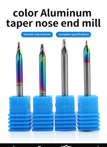 2F Alumminum Engraving Cutter Ball Nose AlTiN Router End Mill Bits For Aluminum