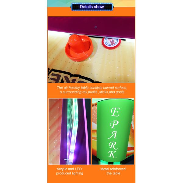 Curve Surfuce Air Hockey 2 Players Coin Operated Machine / Ticket Redemption Games