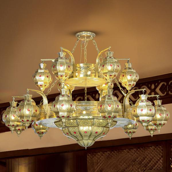 Glass Shade LED Black Copper Chandelier With Switch Control Laser Engraving Logo