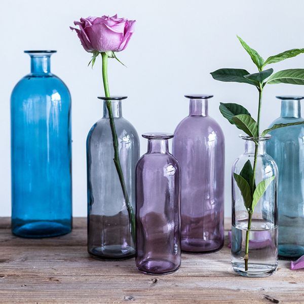 Nordic Style Small Mouth Blue Pink Color Dome Shaped Glass Flower Vase