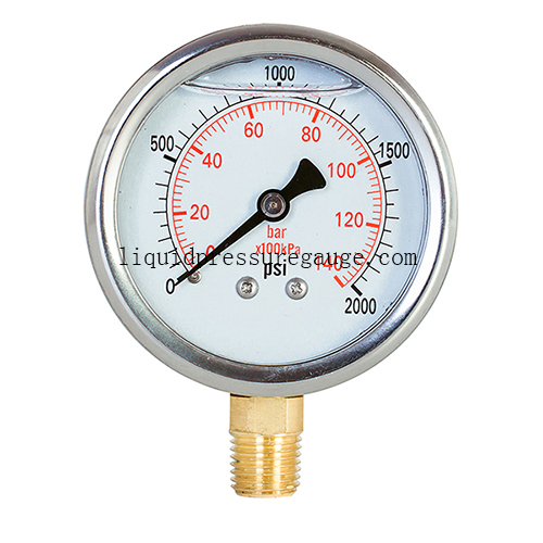 6.3cm 2.5in Glycerin Liquid Filled Pressure Gauges 2000psi SS304