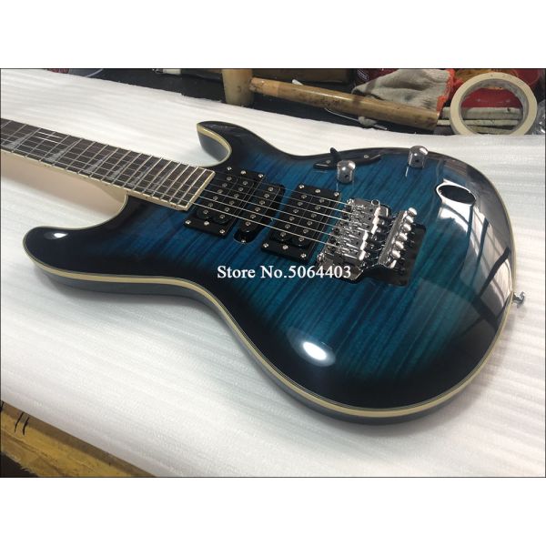 Custom 6 string electric guitar yellow tiger maple veneer rosewood fingerboard double rocking bridge free delivery