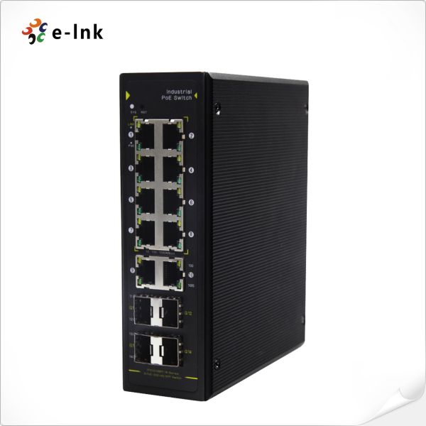 Порт 10 /100 переключателя 8 ПОЭ локальных сетей держателя стены рельса ДИН промышленный/1000Т с 4 портами СФП Метал случай