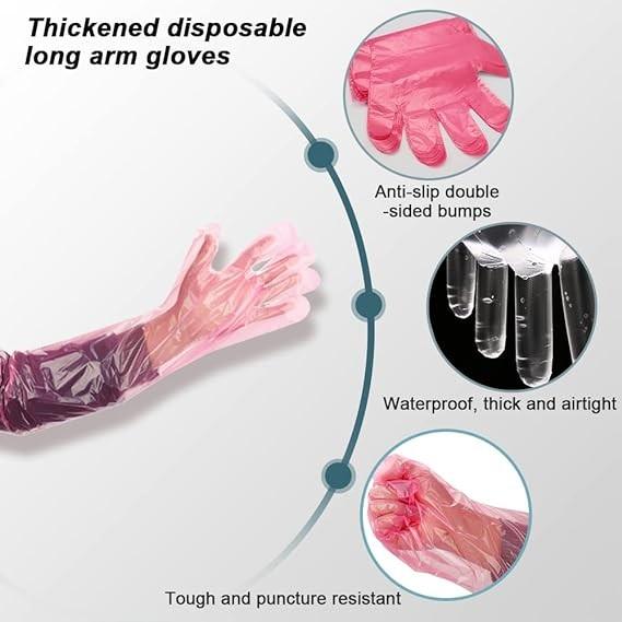 Disposable Field Dressing Gloves Veterinary Insemination Rectal Long Gloves, Extra Long Sleeve Full Arm Gloves