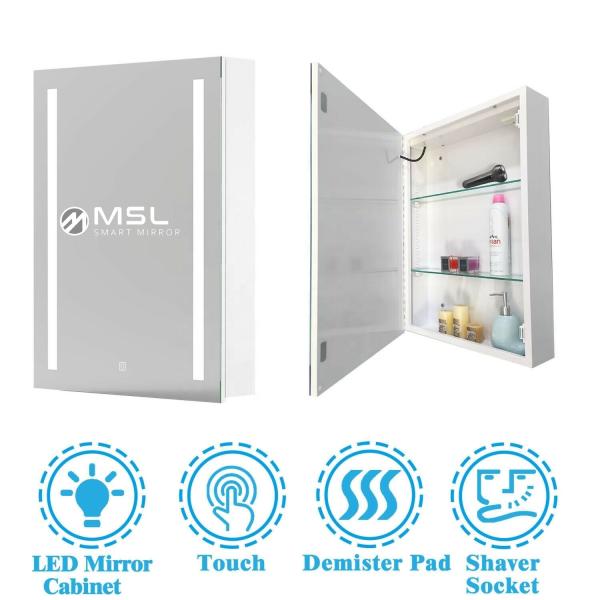 Aluminum Bathroom Light Mirror Cabinet 4000K / 5000K Bathroom Cabinet With Light