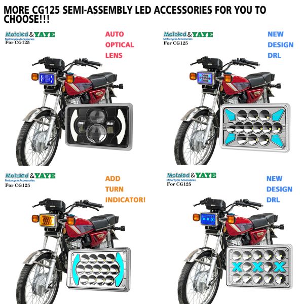 Faisceau lumineux rouge bleu rose DRL LED de moto pour YAYE CG125 DC12V par YAYE