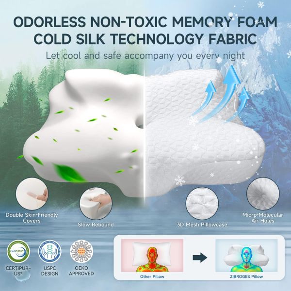 King Size Memory Foam Pillow 60 Fabric Count for Neck Head Shoulder Sleeping Support