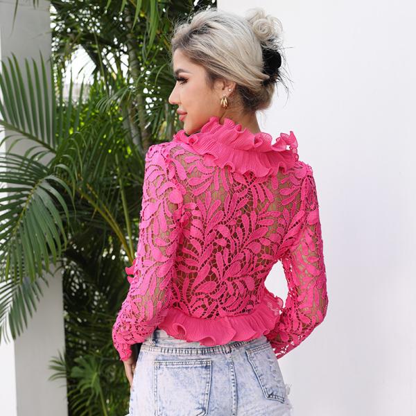 Feminine Charm Lace Blouse With Slim Fit For Special Occasions Lace Blouses