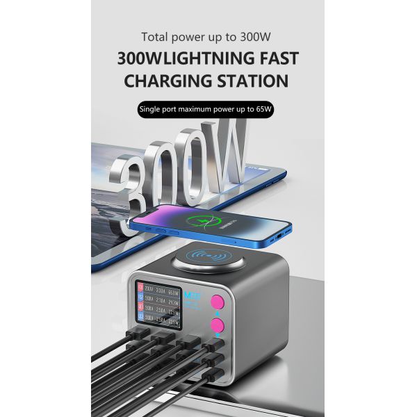 MaAnt DianBa No.2 Supercharge Desktop Charging Station with 300W Maximum Power 65W/25W Dual PD and 110V-220V Input Voltage