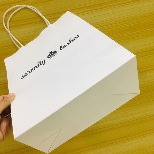 OEM Fancy White Paper Gift Bags With Handles packaging for clothes shoes