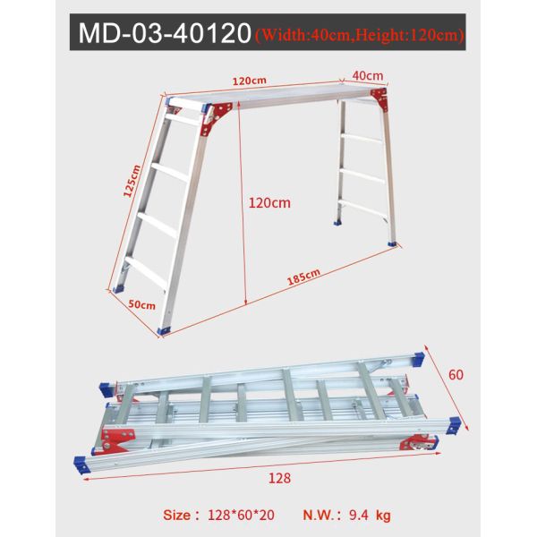 120cm Height Foldable Work Platform Stool for Car Washing and Household Climbing