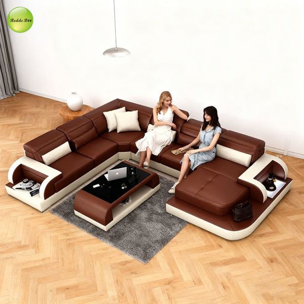 Custom Reclining Leather Couch Sectional Lounge Set Modular Corner Sofa
