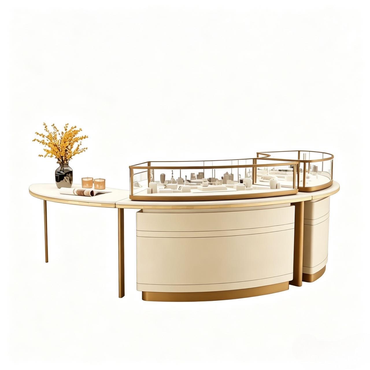 Modern Design LED Lighting Jewelry Display Cabinet Dust Proof Jewelry Showcase