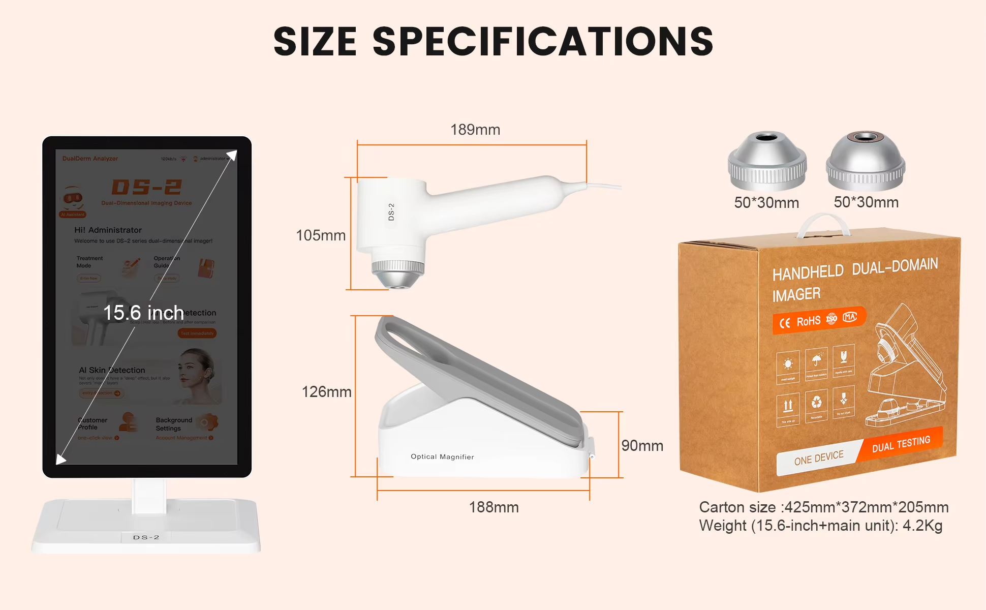2in1 3 Spectrum Imaging 8Mp Magnified 50 Times Camera Ai Skin and Scalp Analyzer Device