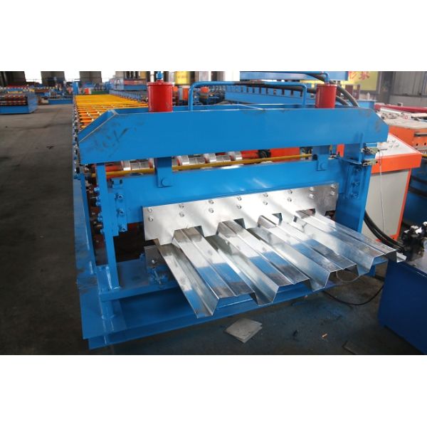 Metal Steel Floor Deck Roll Forming Machine Blue Color For Building Material