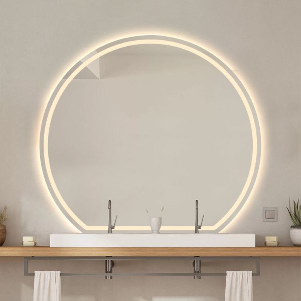 Home Decor Half Round Bathroom Mirror Anti Fog Waterproof LED Makeup Vanity Mirror
