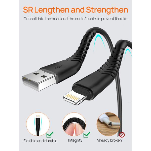 MFI Certified Non Toxic PVC Iphone Fast Charger Cable Sync Data