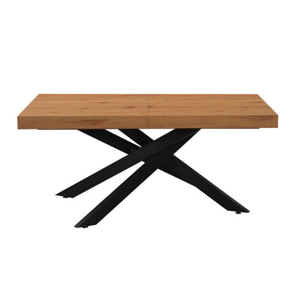 Cheap Modern Rectangle Folding Dining Table Metal Base Dining Room Furniture Simple Foldable Wooden Top Extendable Dining Table