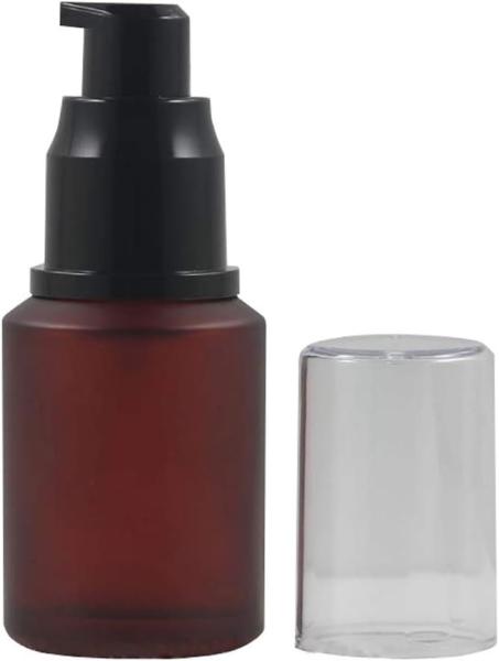 Rose Red Empty Frosted Glass Pump Bottle with Transparent Cap Emulsion Lotion