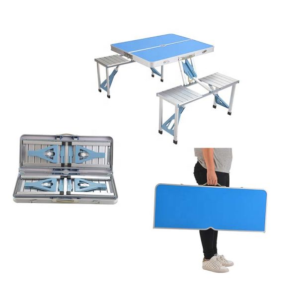 Anti UV Aluminum Foldable Outdoor Table With Stool 300lbs Concentrated Load