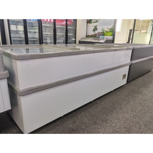 Top Glass Flat Door Island Display Freezer For Supermarket horizontal glass freezer