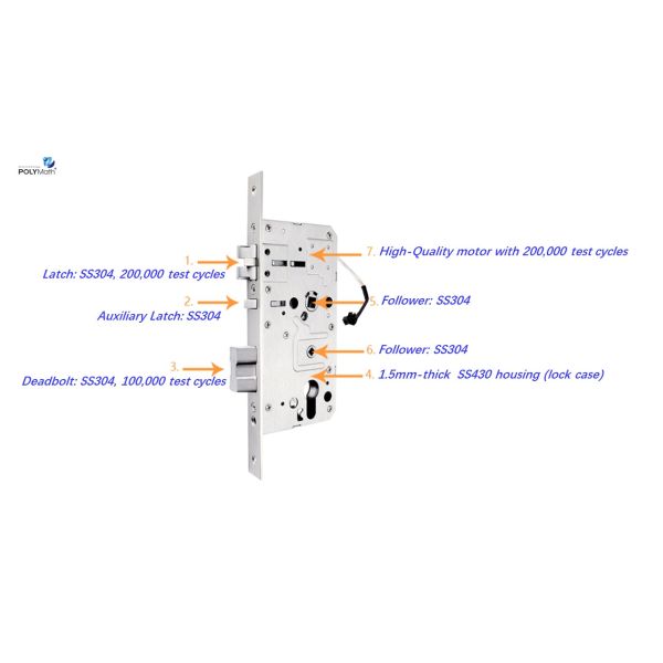European Latch Security Smart Door Lock in Stainless Steel 304 Customized by Polymath