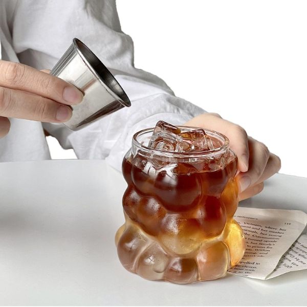 High Borosilicate Glass Cup Transparent Irregular Glass Coffee Mug For Enjoying Drinks