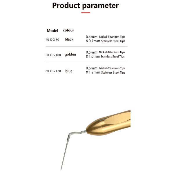 0.4mm 0.5mm Endodontic Hand Plugger Endo Dental Accessories Blue Golden