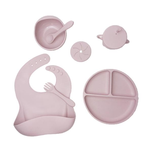 Unbreakable Suction Baby Silicone Feeding Set 5pcs Food Grade With Sippy Cup