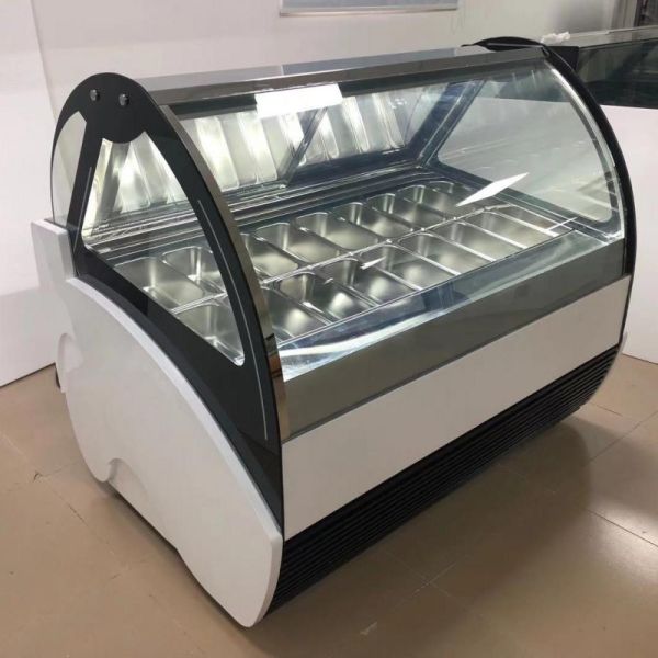 16 Pans Countertop Gelato Freezer Ice Cream Showcase With LED Light