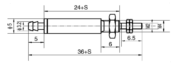 Tamaño neumático 4m m del cilindro del aire de la pluma micro de efecto simple del acero inoxidable