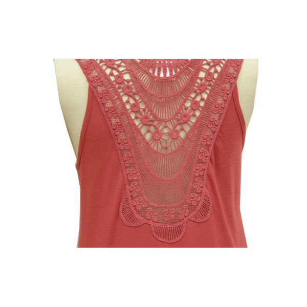 Hot Jersey U Neck Ladies Tank Tops With Big V Type Lace Sexy Customized Size