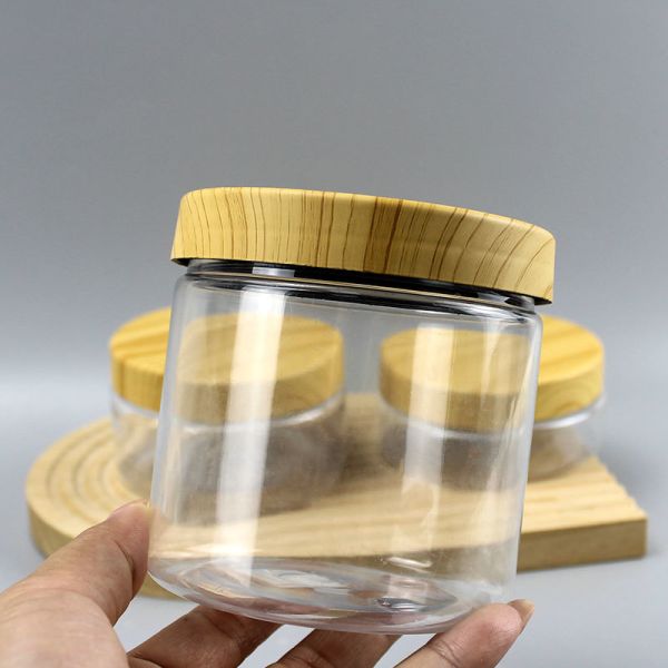 Custom logo 60g 120g 200g 250g 500g HDPE Frosted Plastic Body Butter Cosmetic Face Cream Jar with Print Bamboo Lid