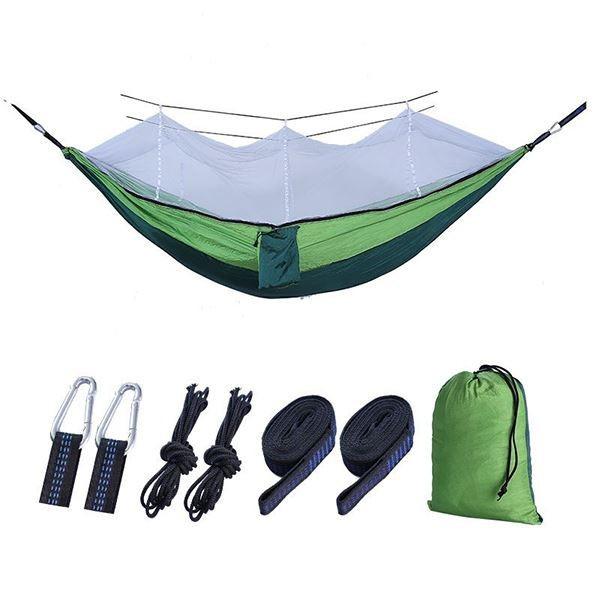 Camping Hammock with Mosquito Net, Hammocks with 13ft Tree Straps Carabiners, Automatic Quick Open Outdoor